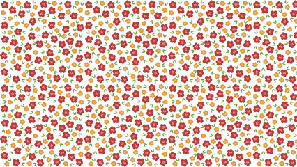 flowers pattern design of red orange and green color