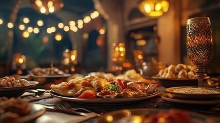 Naklejka premium Restaurant or food brand Eid al Adha promotion concept