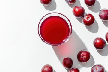 Refreshing plum juice with ripe plums