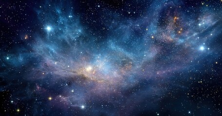 Naklejka premium View of universe with stars and amazing colorful and deep blue dark. High quality