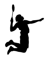 silhouette of a badminton athlete playing a match