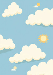 Sky blue and pale yellow background filled with clouds for a dreamy and uplifting visual theme layout