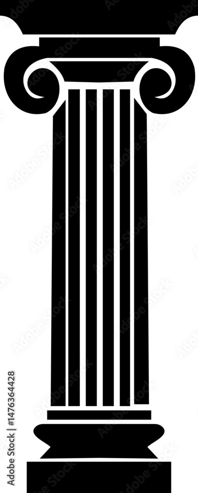 Poster icon of classical building with columns representing ancient architecture, linear style icon. historic designs. Editable stroke width symbols elements infographics for web with transparent background