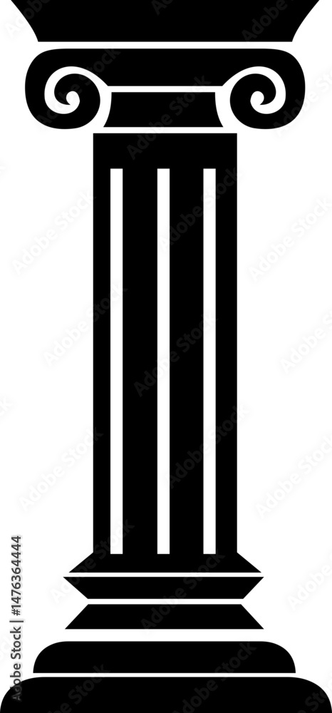 Poster icon of classical building with columns representing ancient architecture, linear style icon. historic designs. Editable stroke width symbols elements infographics for web with transparent background