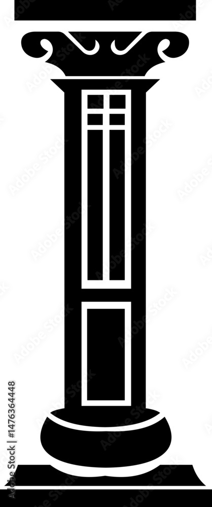 Poster icon of classical building with columns representing ancient architecture, linear style icon. historic designs. Editable stroke width symbols elements infographics for web with transparent background