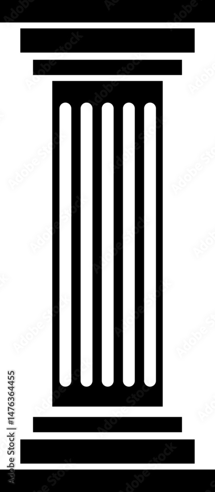 Poster icon of classical building with columns representing ancient architecture, linear style icon. historic designs. Editable stroke width symbols elements infographics for web with transparent background