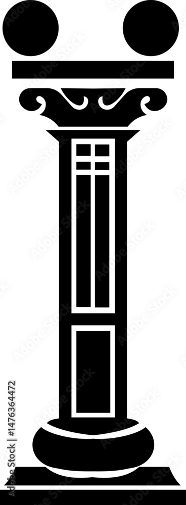 Poster icon of classical building with columns representing ancient architecture, linear style icon. historic designs. Editable stroke width symbols elements infographics for web with transparent background
