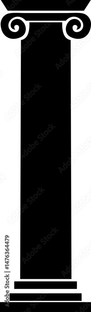 Poster icon of classical building with columns representing ancient architecture, linear style icon. historic designs. Editable stroke width symbols elements infographics for web with transparent background