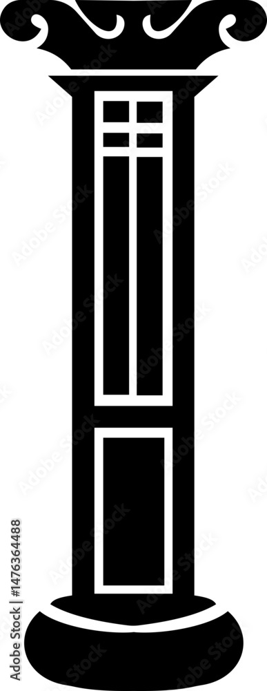 Poster icon of classical building with columns representing ancient architecture, linear style icon. historic designs. Editable stroke width symbols elements infographics for web with transparent background