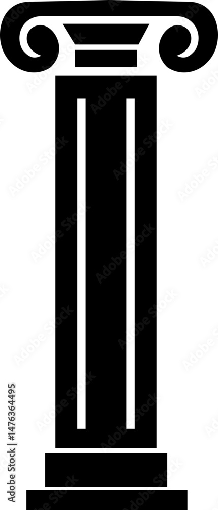 Poster icon of classical building with columns representing ancient architecture, linear style icon. historic designs. Editable stroke width symbols elements infographics for web with transparent background