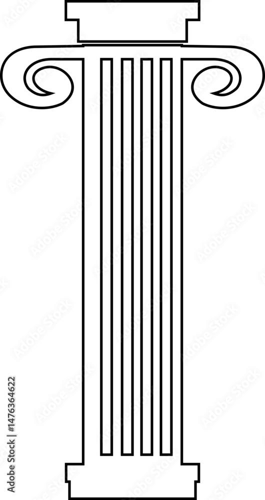 Poster icon of classical building with columns representing ancient architecture, linear style icon. historic designs. Editable stroke width symbols elements infographics for web with transparent background