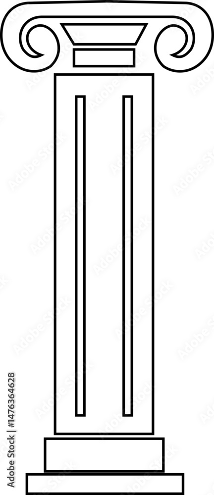 Poster icon of classical building with columns representing ancient architecture, linear style icon. historic designs. Editable stroke width symbols elements infographics for web with transparent background