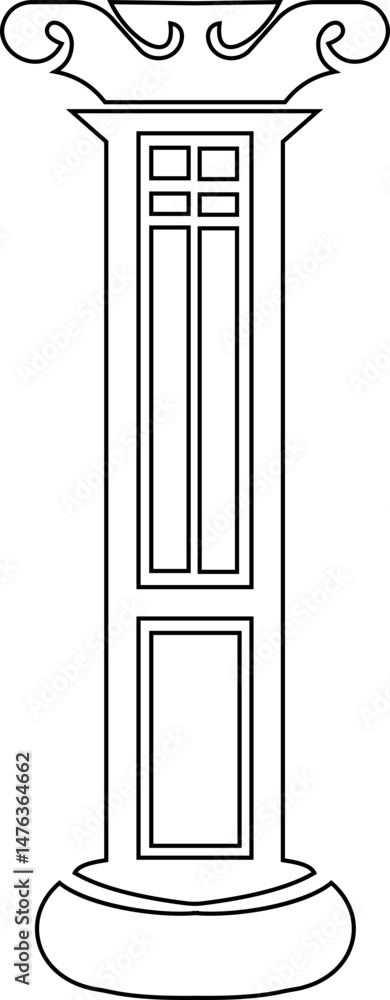 Poster icon of classical building with columns representing ancient architecture, linear style icon. historic designs. Editable stroke width symbols elements infographics for web with transparent background