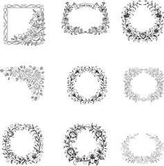 Obraz premium Vector set of decorative frame elements