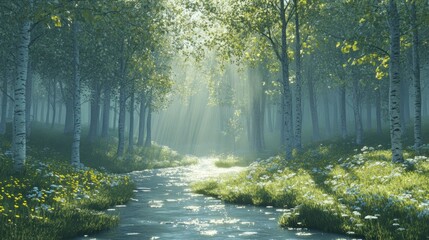 Fototapeta premium Sunlit forest stream