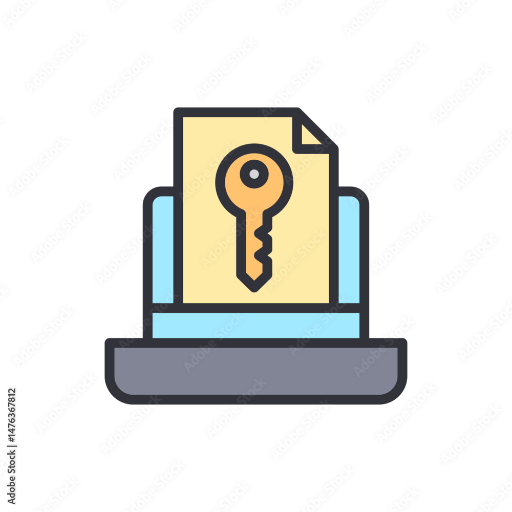 Poster secure file icon represents protection and data security concept