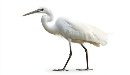 Naklejka premium White Egret Bird on White Background