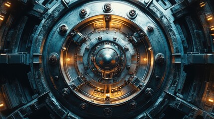 Fototapeta premium Intricate, metallic, circular, futuristic, mechanical design.