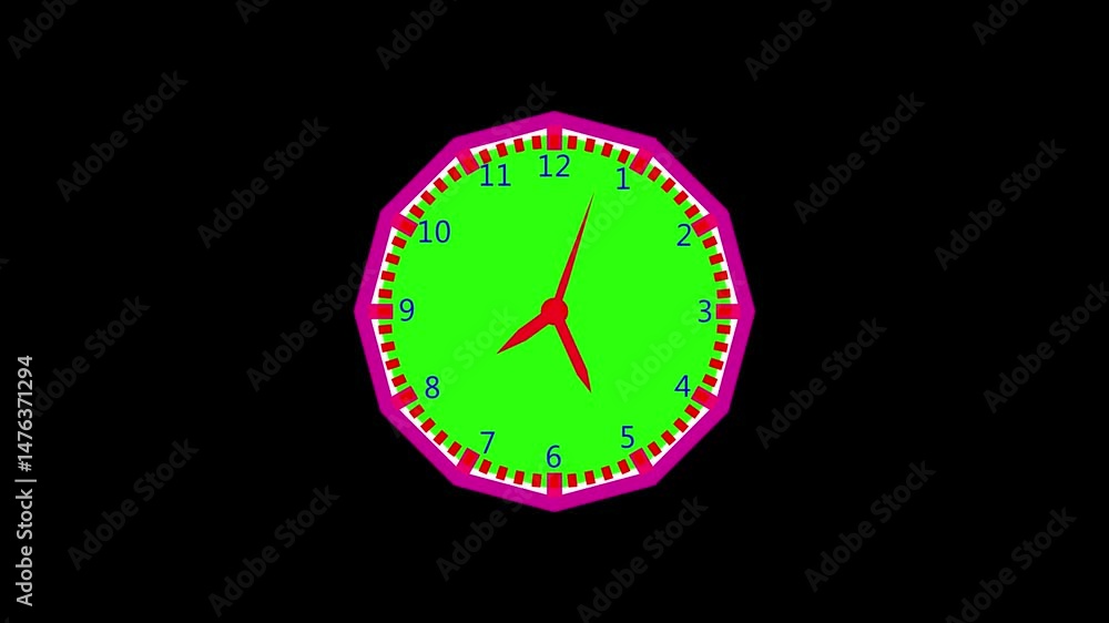 Poster abstract beautiful wall clock animation background, digital analog clock animated black background, 