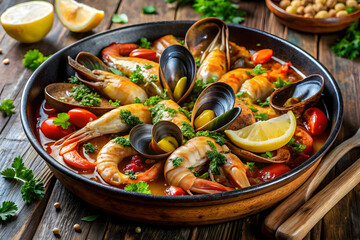 Cooked seafoods on plate beautifully arranged for fine dining experience