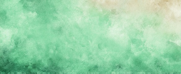 Obraz premium Green background with watercolor texture in abstract vintage pastel green border design with faded textured beige paint color center. High quality