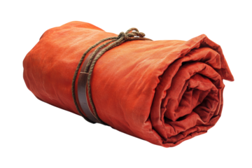 Rolled orange blanket tied up