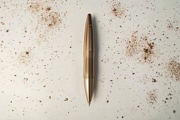 A silver fountain pen, a fine writing instrument, rests on a clean white background, ready for business