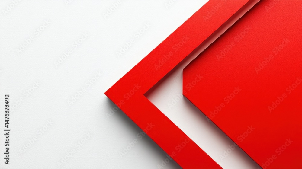 Poster geometric red shape on white background minimalist design modern graphic element abstract compositio