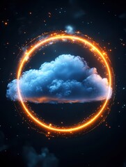 Cloud in a Ring of Light Abstract Conceptual Design Digital Art Glowing Celestial Phenomenon