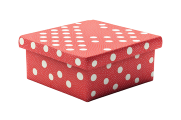 Red polka dot gift box shot