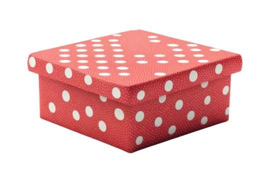 Red polka dot gift box shot