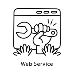 Web Service Vector Outline Style Icon. Eps 10 File