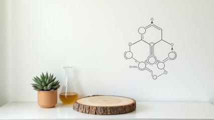 White background molecular image of green plants