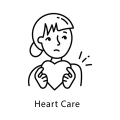 Heart Care Vector Outline Style Icon. Eps 10 File