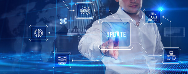 Business, Technology, Internet and network concept. Update software computer program upgrade.