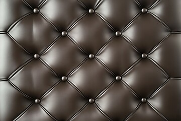 Dark brown leather upholstery with button tufting