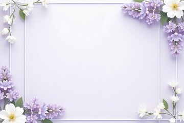 A gentle lilac-toned invitation background with lavender-tinted white florals and light green foliage. 