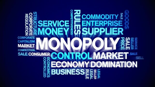 Monopoly animated word cloud;text design animation tag kinetic typography seamless loop.