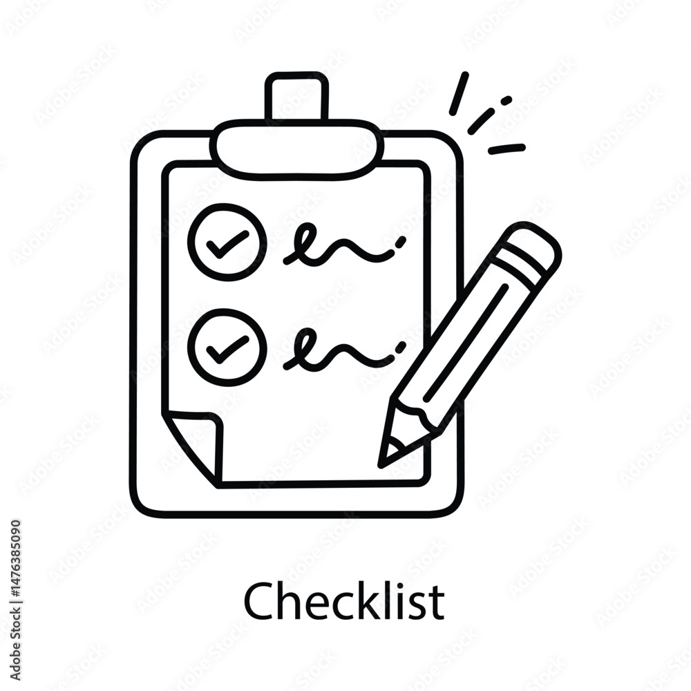 Poster checklist vector outline style icon. eps 10 file