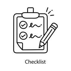 Checklist Vector Outline Style Icon. Eps 10 File