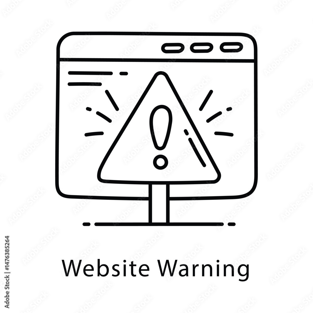 Poster website warning vector outline style icon. eps 10 file