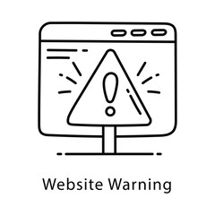 Website Warning Vector Outline Style Icon. Eps 10 File