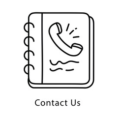 Contact Us  Vector Outline Style Icon. Eps 10 File