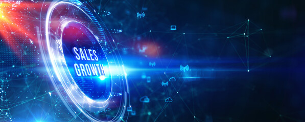 Sales growth, increase sales or business growth concept. 3d illustration