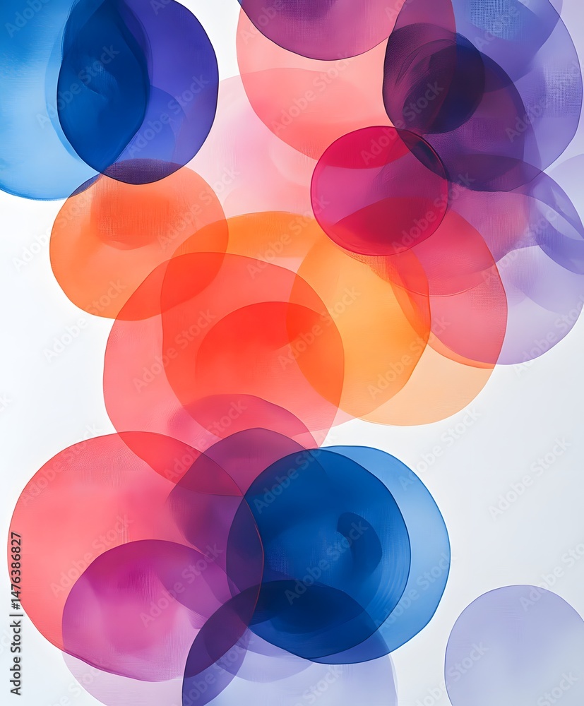 Poster colorful translucent circles overlap in a vibrant display of artistic abstraction, evoking a sense o