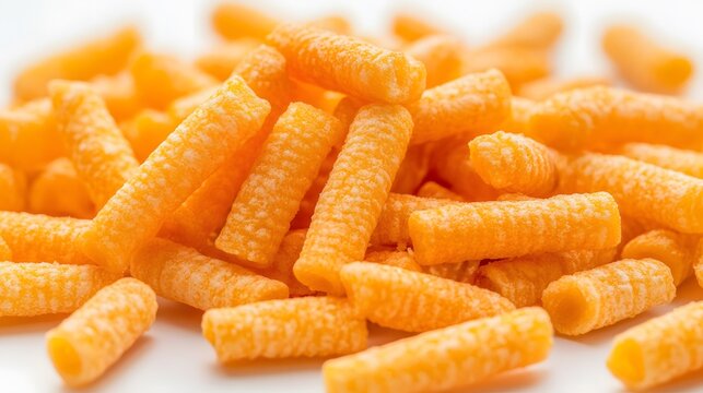 A vibrant collection of puffed snacks, showcasing texture and appetizing visual appeal. a tempting close-up for culinary content.