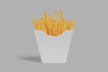 Classic French Fries Packaging Mockup. 3D Render