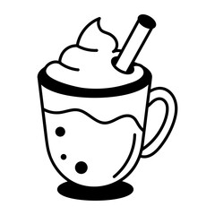 Drawing style icon depicting mug of spiced eggnog
