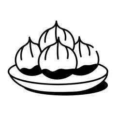 A doodle style icon depicting roasted chestnuts  
