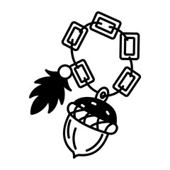 A doodle style icon depicting acorn bracelet 
